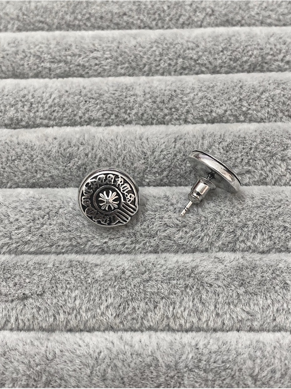 Silver Round Stud Earrings